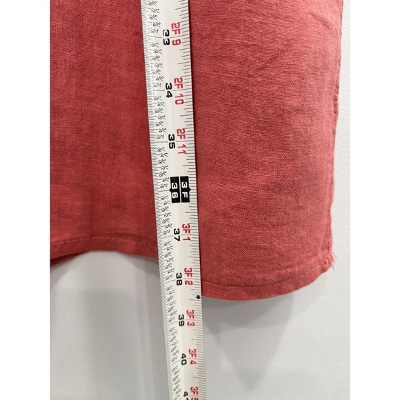 Blu Orchid Women's XL 100% Linen Dress Pink Textured Floral Neckline Pockets - Picture 7 of 10